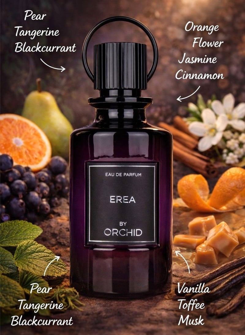 Orchid Erea Pure Femme Eau de Parfum 100ml for Women | Long Lasting Sweet Floral Gourmand Perfume with Pear, Tangerine, Blackcurrant, Jasmine, Vanilla, Toffee & Musk - Image 3